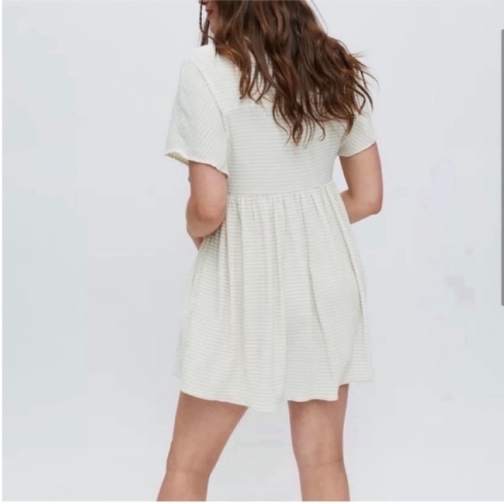 Urban Outfitters Cream Ribbed Wrap Mini Dress - Picture 2 of 7